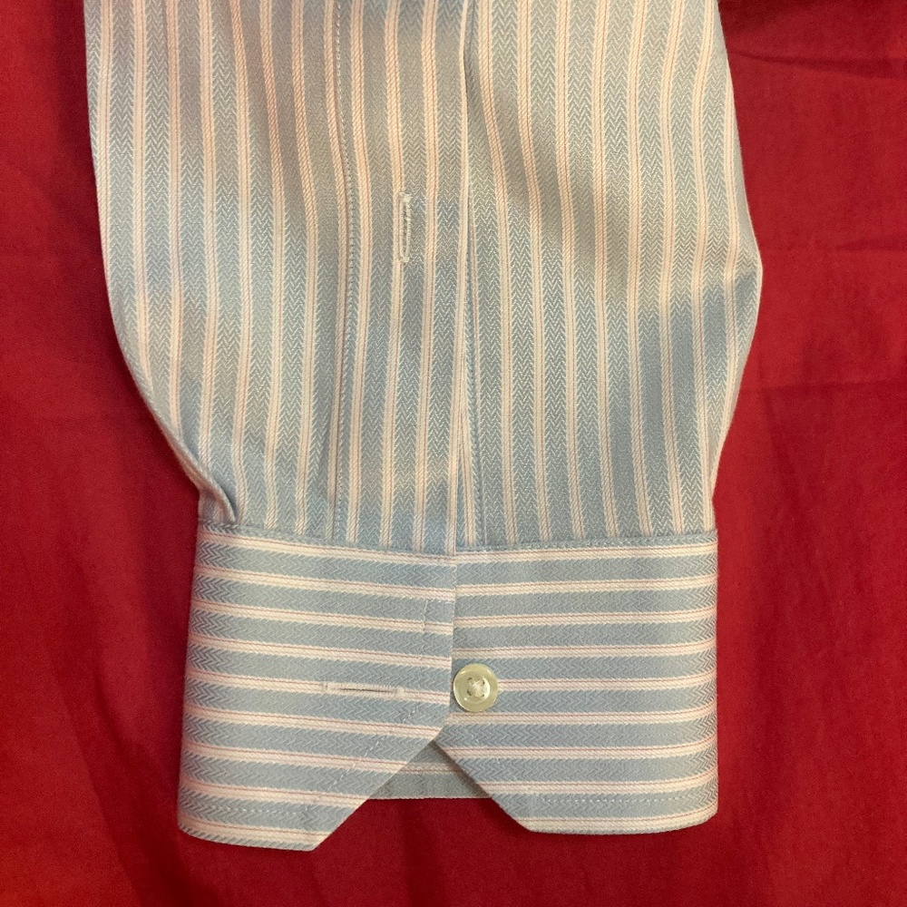Jos. A. Bank Men's Blue & Pink Striped Dress Shirt Signature Collection 17 - 34 - Picture 8 of 8